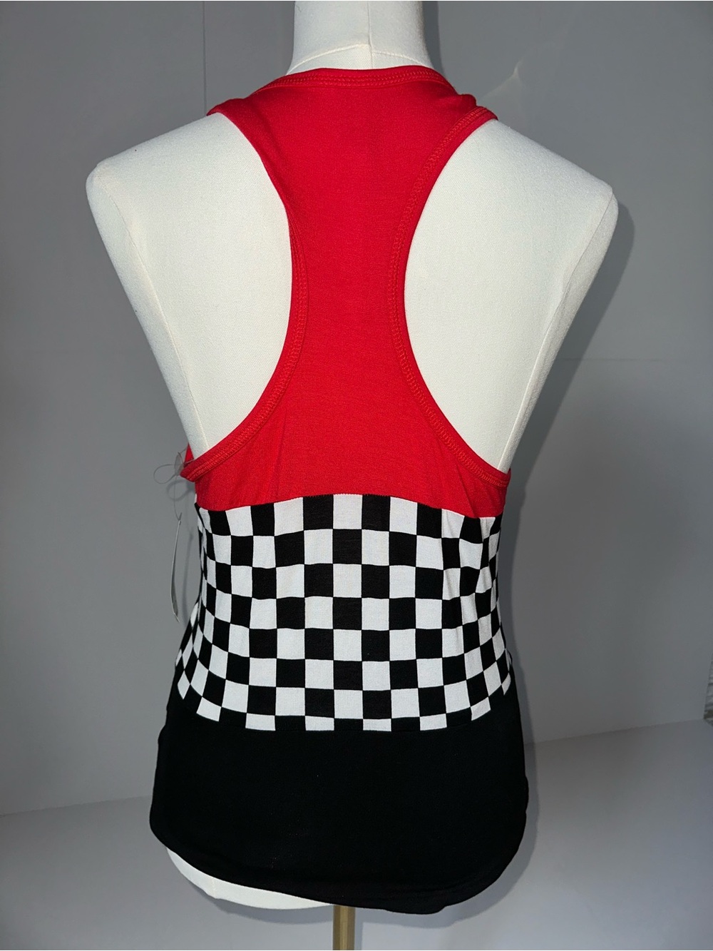 Red Checkered Racerback Tank Top by - Picture 5 of 10